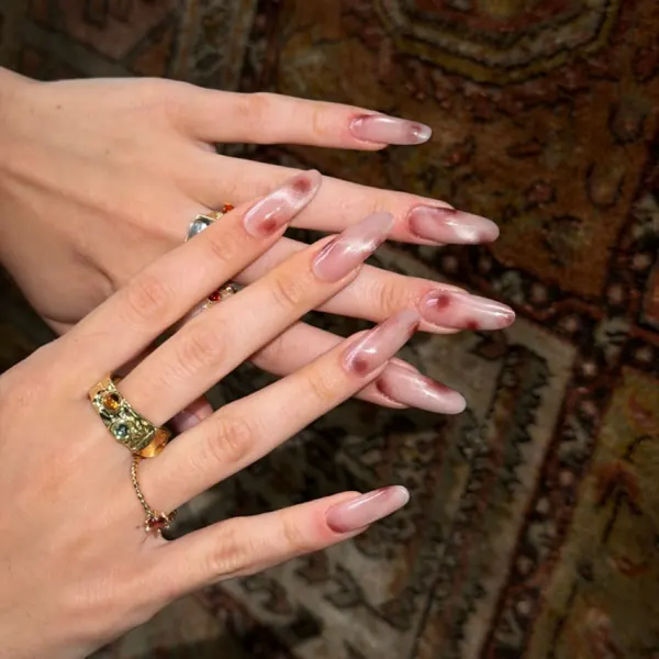 Long almond nail art